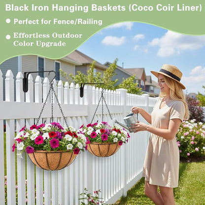 EIMQUVW Outdoor Metal Hanging Planters Basket Hanging Baskets - Image 3