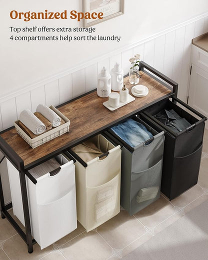 Lulive Laundry Hamper with Shelf, Laundry Basket 4 Section, Laundry Sorter - Image 5