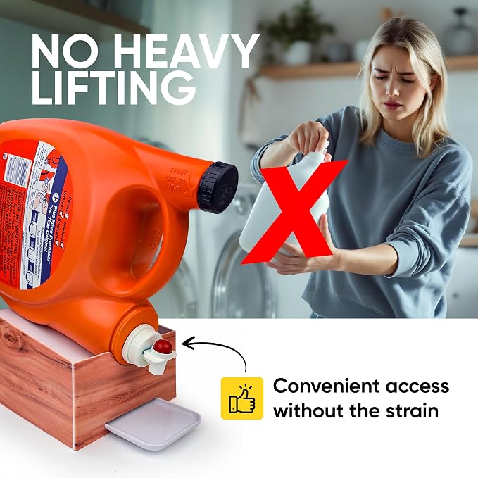 Skywin TidyFriend No-Spill Wood Liquid Laundry Detergent Dispenser Holder - Image 6