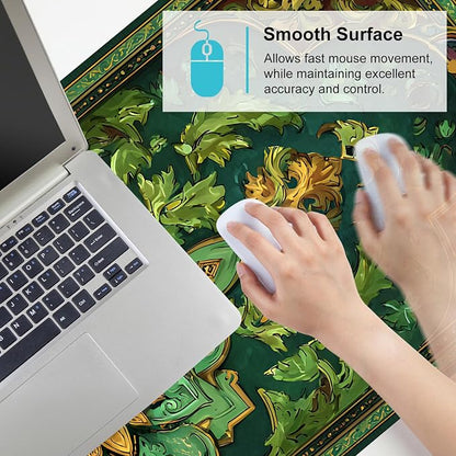 Green Vintage Floral Mouse Pad – Large Extended Desk Mat 35.43 x 15.75 in – - Image 6