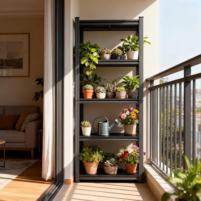 5-Tier Slim Metal Shelving Unit, Adjustable Narrow Standing Shelf - Image 5