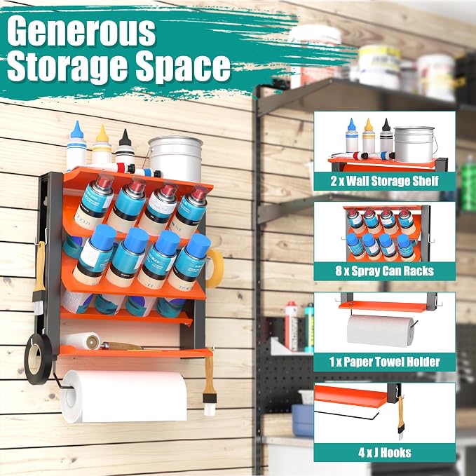 EVERHANGER Spray Can Holder, Lube Can Wall Mount Storage Rack Heavy Duty Paint - Image 3
