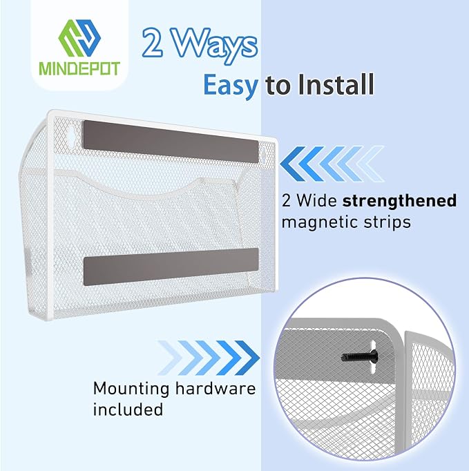 MINDEPOT Magnetic Wall File Organizer, Hanging File Holder, 3 Pack, Powerful - Image 5