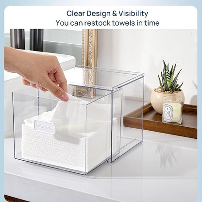 Vtopmart Disposable Facial Towels Holder, Acrylic Box Hold 50 Count, Stylish - Image 4