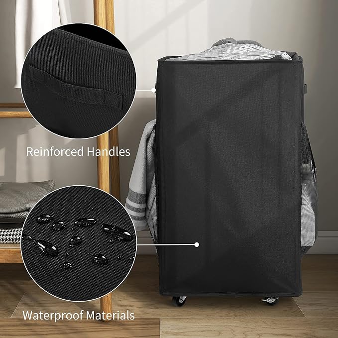 Chrislley 90L Rolling Laundry Basket Large Laundry Hamper - Image 5