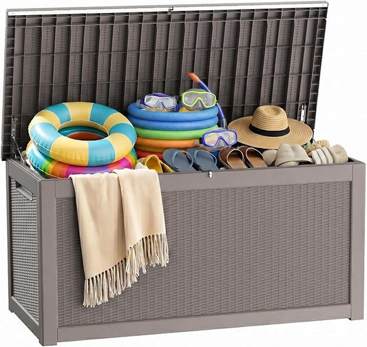 PatioZen 330 Gallon Outdoor Storage Box, Heavy Duty Resin Large Deck Box by OutdoorLivingPerfected