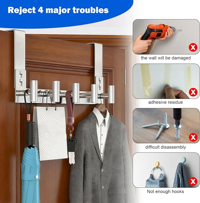 PMMASTO Over The Door Hooks, Door Hanger Hook - Image 3