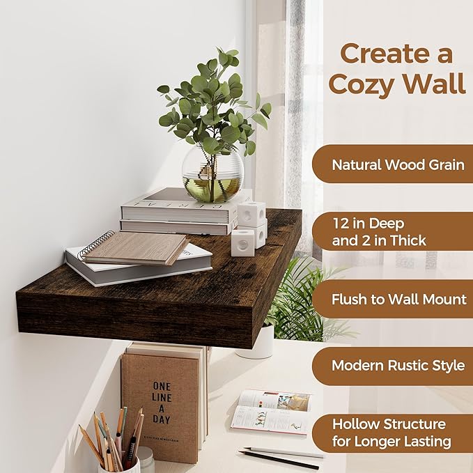 12 Inch Deep Floating Shelves, 24 x 12 Floating Shelf - Image 5