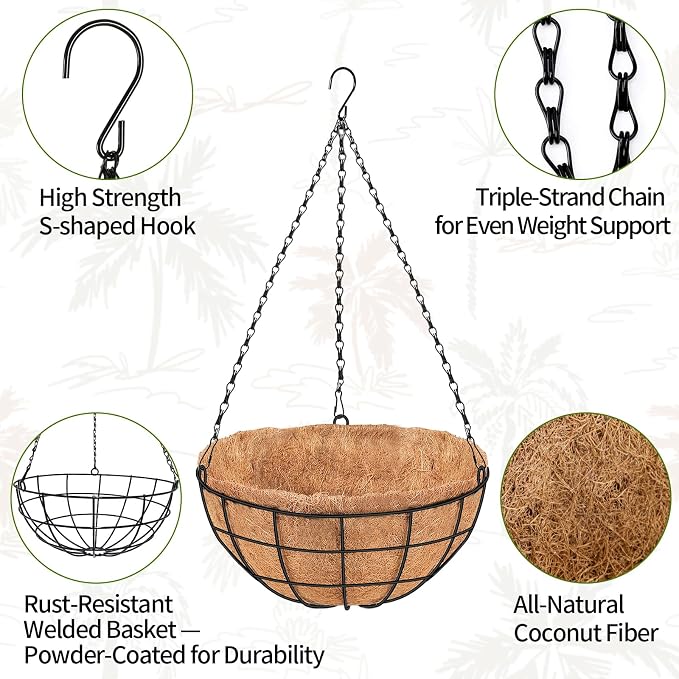 16" Large Hanging Baskets for Plants Outdoor - Image 4