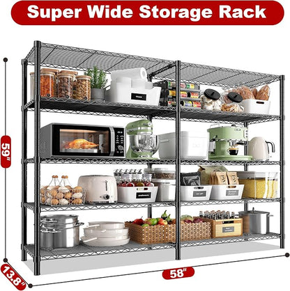 REIBII 5 Tier Wire Shelving Storage Shelves Loads 1430LBS - Image 2