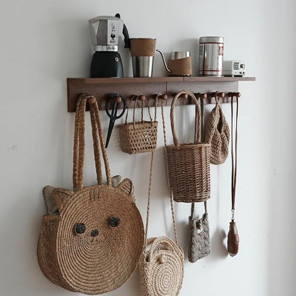 Entrance Coat Rack ，Coat Hooks, Wall-Mounted Wooden Hook Rack, Wall-Mounted by CreatedOn2005