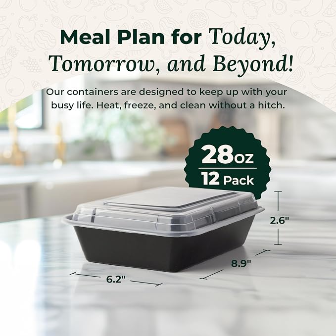 Enther Meal Prep Containers Single Lids Food Storage Bento BPA Free | Stackable - Image 3