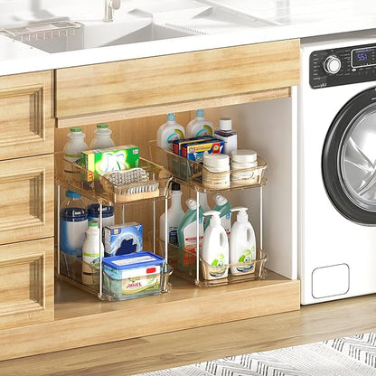 Delamu 2-Tier Under Sink Organizers and Storage, Pull Out Kitchen Pantry - Image 7