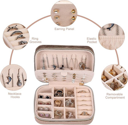 Dajasan Velvet Travel Jewelry Case, Mini Portable Travel Jewelry Organizer Boxes - Image 3