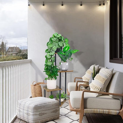 4 Tier Plant Stand Indoor, Thickened Metal Wood Corner Plant Shelf Stands - Image 7