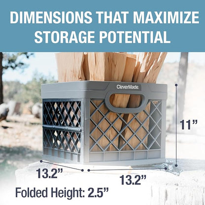 CleverMade Collapsible Milk Crate, 3PK - 25L Stackable Storage Bins - Image 4