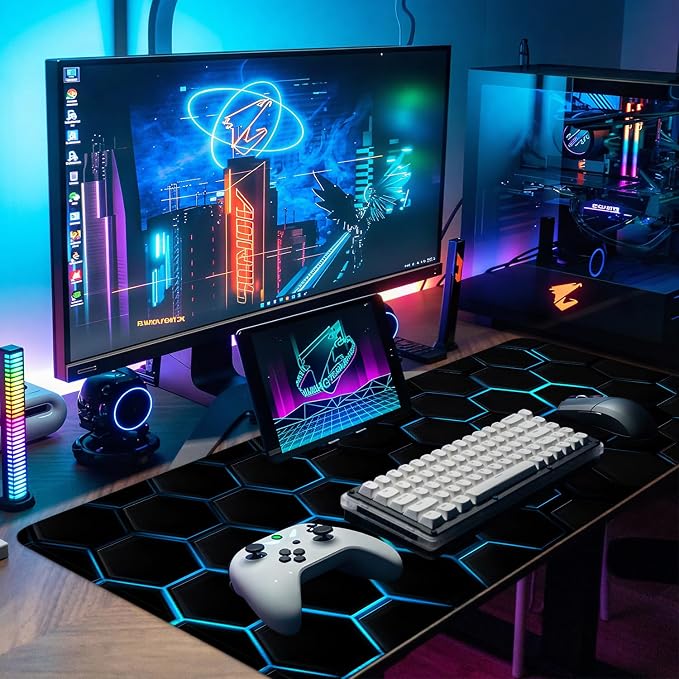Gaming Mouse Pad – Large Extended Desk Mat 31.5 x 11.8 in– Futuristic Black - Image 5