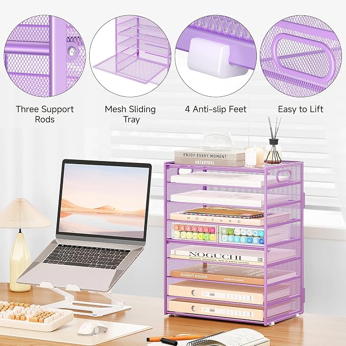 SUBEKYU 9 Tier Paper Letter Tray Desk Organizer - Image 6