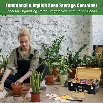 Natural Bamboo Seed Storage Organizer Box – Large Seeds Saver Kit Included - Image 5