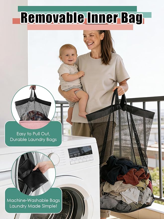WTREE Laundry Hamper with Lid, Reinforced Sturdy Clothes Hamper with - Image 3
