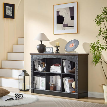 Black Bookshelf, 6-Cube Bookcase and Kids Bookshelf, Wooden Storage Cabinet - Image 8