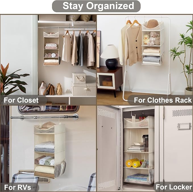 StorageWorks 3-Shelf Hanging Closet Organizer, Adjustable Hanging Closet - Image 5