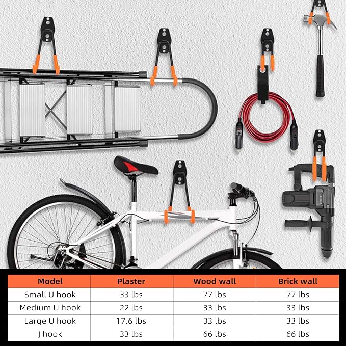 6-Pack Small Square Heavy Duty Garage Hooks, Utility Room Storage - Image 3