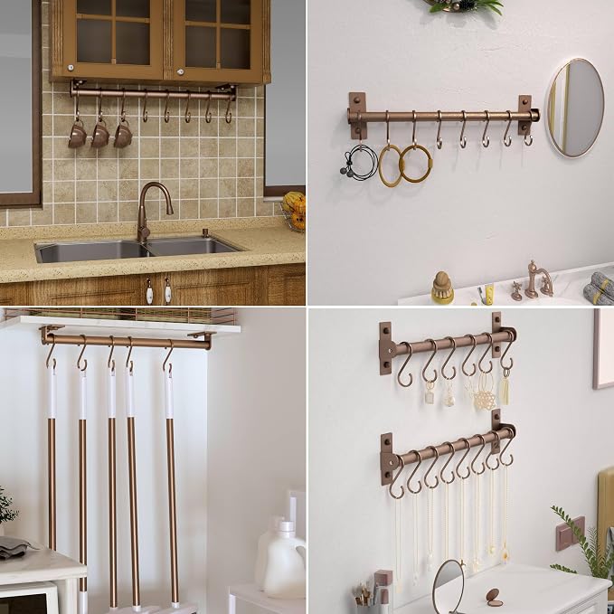 Dseap Kitchen Utensil Holder Hanger, Pot and Pan Rack Wall Mounted, Kitchen Rail - Image 5
