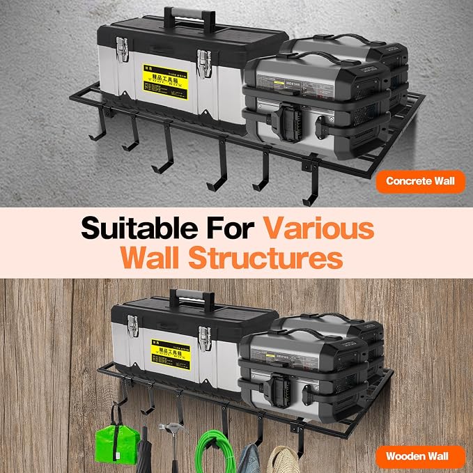 Garage Wall Shelving, 2X4ft Garage Storage Rack, Heavy Duty Wall Mounted - Image 7