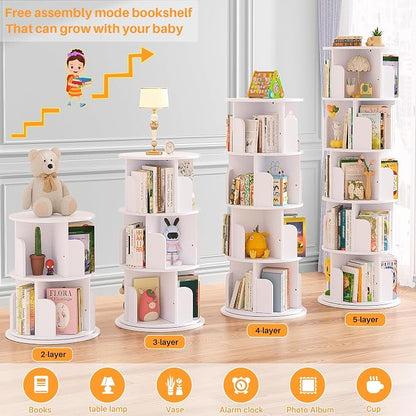 Aheaplus Rotating Bookshelf, 360 Display Wood Spinning Bookshelf Tower - Image 5