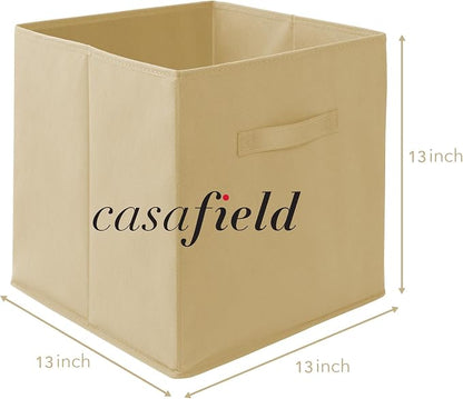 Casafield Set of 6 Collapsible Fabric Cube Storage Bins, Sandy Beige - Image 7