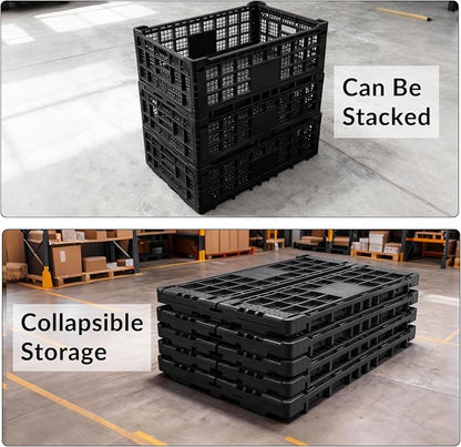 Collapsible Storage Crates, 52 Liter Heavy Duty Foldable Plastic Crates - Image 6