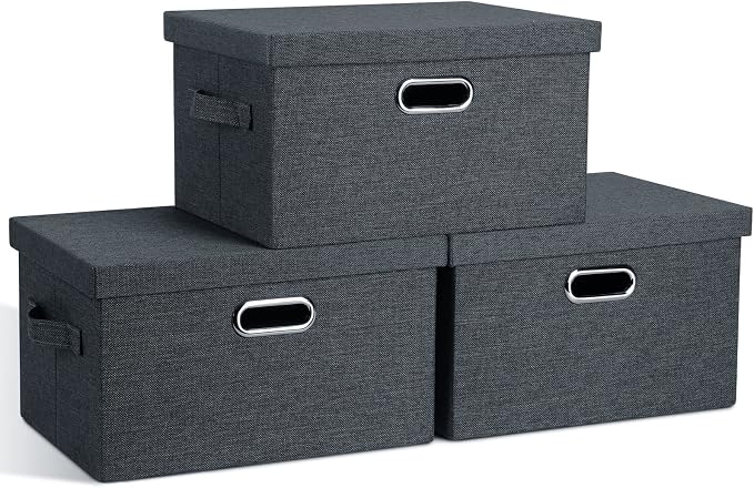 Medium 15" 21 Quart Collapsible Stackable Storage Bins by GraciadecoStorage