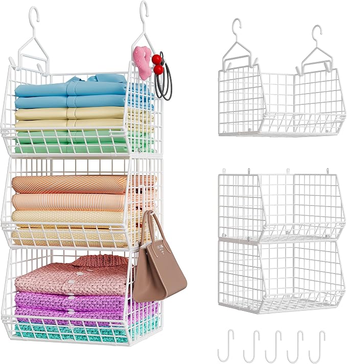 X-cosrack 3 Tier Foldable Closet Organizer, Clothes Shelves by X-cosrack