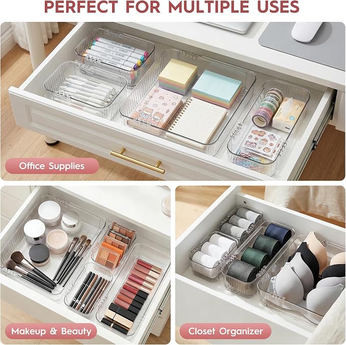 Expandable Drawer Organizer Set, 4-Piece Storage Trays - Image 4