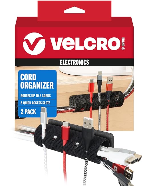 Velcro Brand Cord Organizer for Desk & Nightstand, Stocking Stuffers for Adults by VELCRO%C2%AEBrand