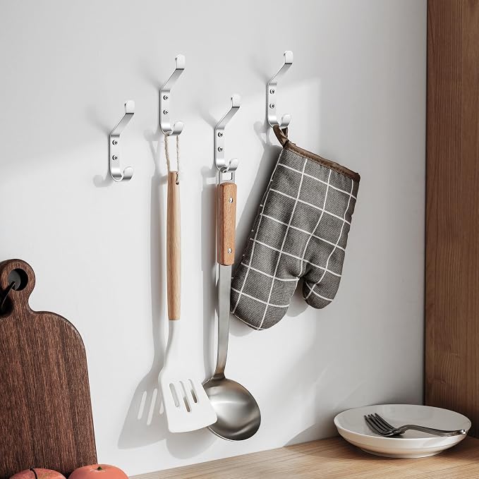 10-Pack Coat Hook for Hanging, Stainless Wall Hooks for Towel, Wall Mounted - Image 3