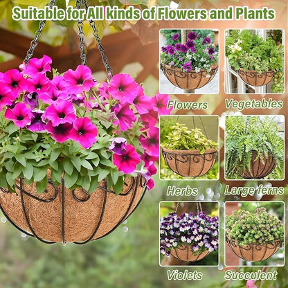 3 Pack 12 Inch Metal Hanging Baskets - Image 6