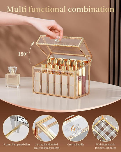 Lipstick Organizer, Luxury Tempered Glass Lipstick Holder & Nail Polish - Image 2