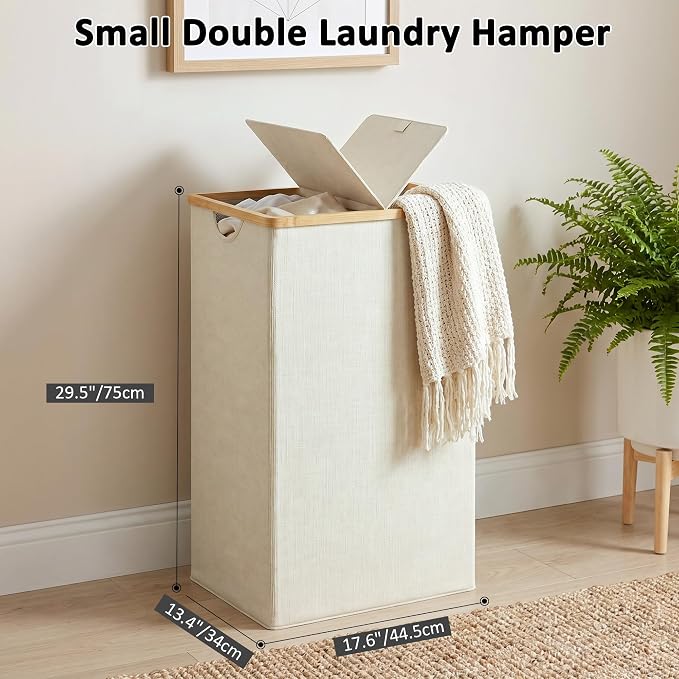 efluky Laundry Hamper with Lid, Double Laundry Basket with 2 Removable Bags - Image 5