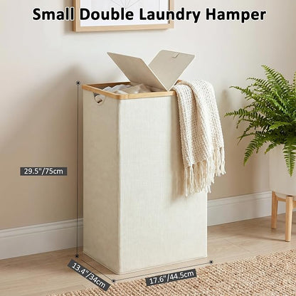 efluky Laundry Hamper with Lid, Double Laundry Basket with 2 Removable Bags - Image 5