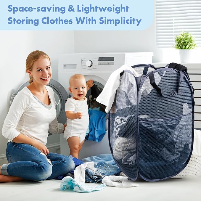 DUCOO Pop Up Laundry Hamper, 70L Collapsible Mesh Laundry Basket - Image 7