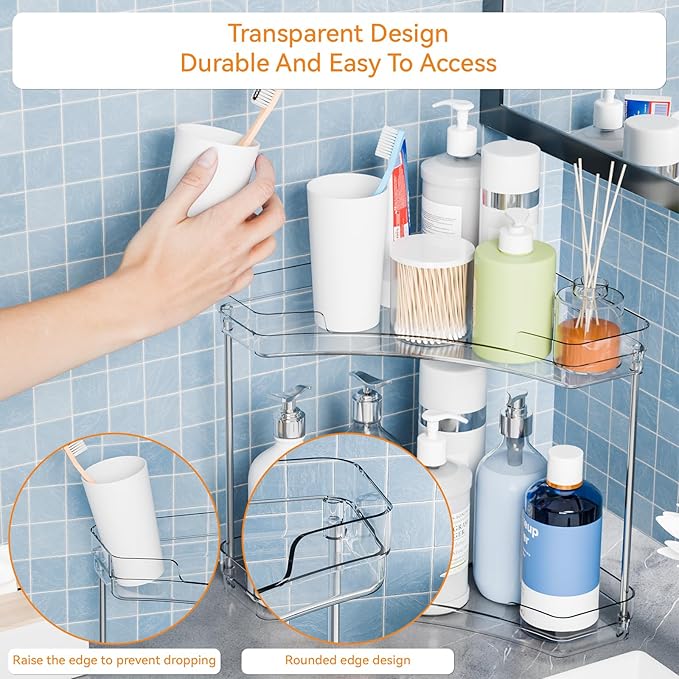 Yieac Clear Bathroom Counter Corner Shelf - Image 4
