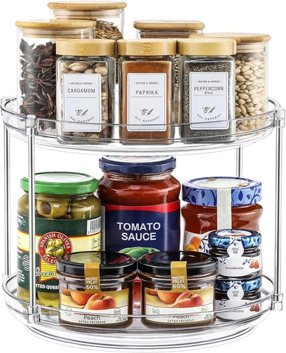 2 Tier Non-Skid Acrylic Lazy Susan Turntable Organizer by MakeLifeBetterEasier