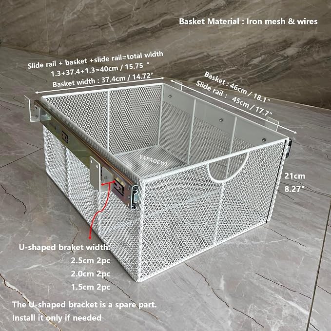 Pull Out Closet Drawer for Clothes | Sliding Wire Basket for Wardrobe Cabinets - Image 2