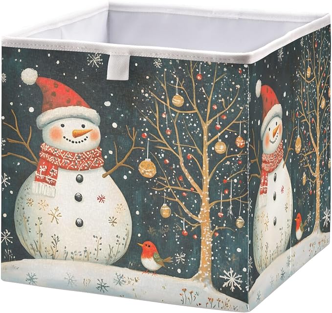 Snowman and Bird Closet Organizers Storage Cubes Storage Bins Shelf Baskets - Image 2