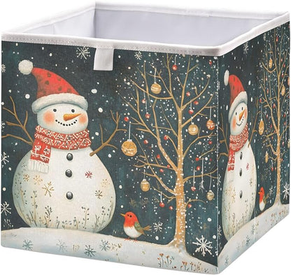 Snowman and Bird Closet Organizers Storage Cubes Storage Bins Shelf Baskets - Image 2