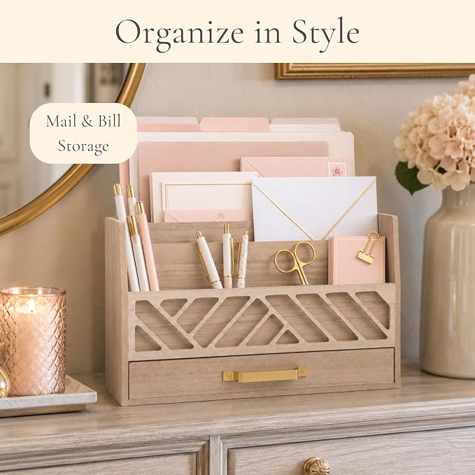 BLU MONACO | Wooden Mail Organizer - Image 3