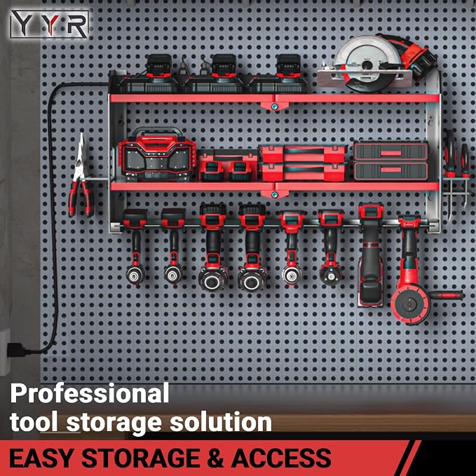 YYR Power Tool Organizer with Charging Station Wall Mount, Cordless Drill and - Image 4