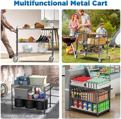 Leteuke 1120LBS Heavy Duty Rolling Utility Cart, 3 Tier Rolling Carts - Image 5